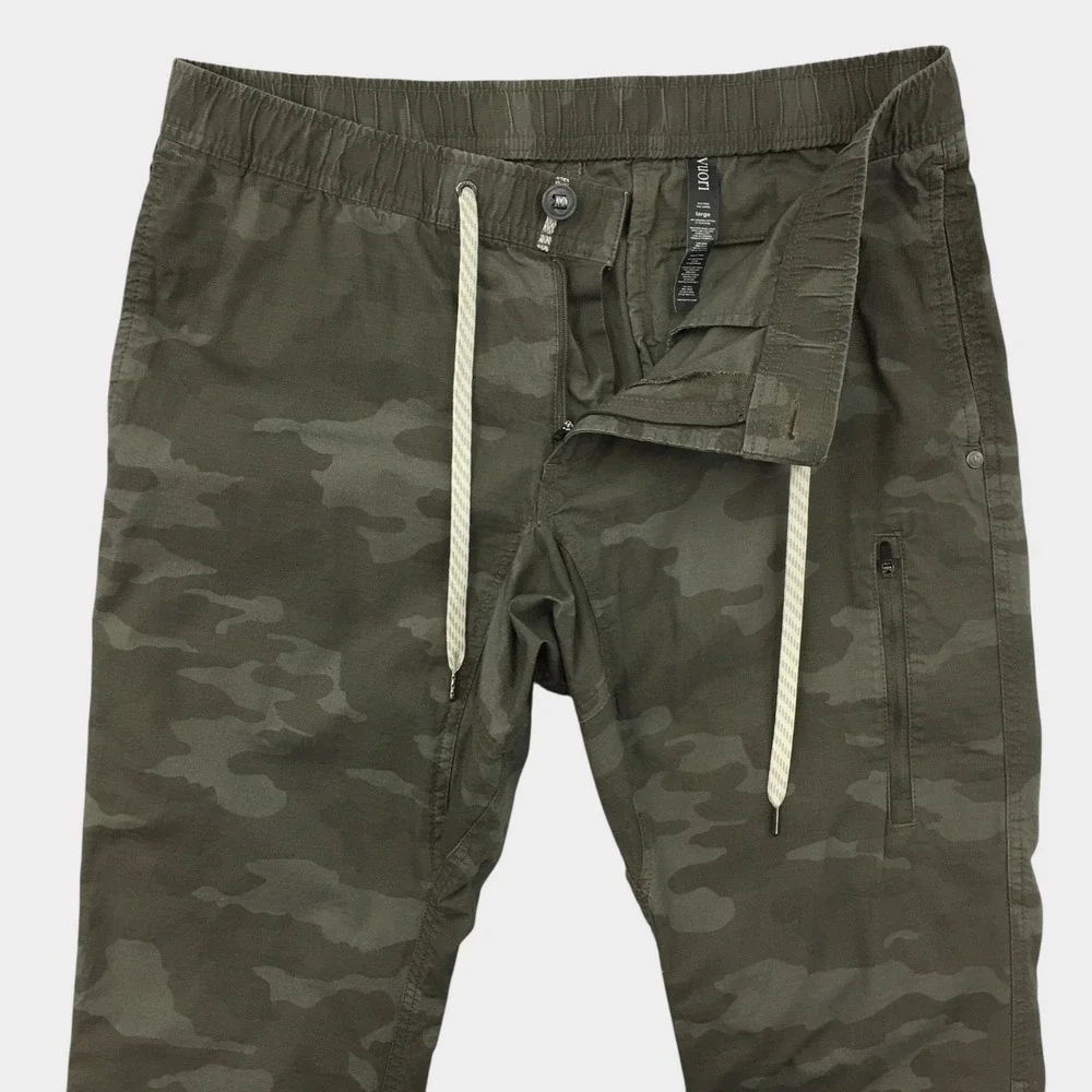 Vuori Mens Ripstop Camo Climber Pants Green Large Elastic Waist Drawstring V412